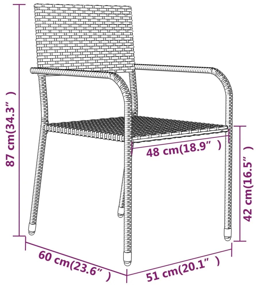 Set mobilier de gradina, 3 piese, negru Negru, Lungime masa 80 cm, 3