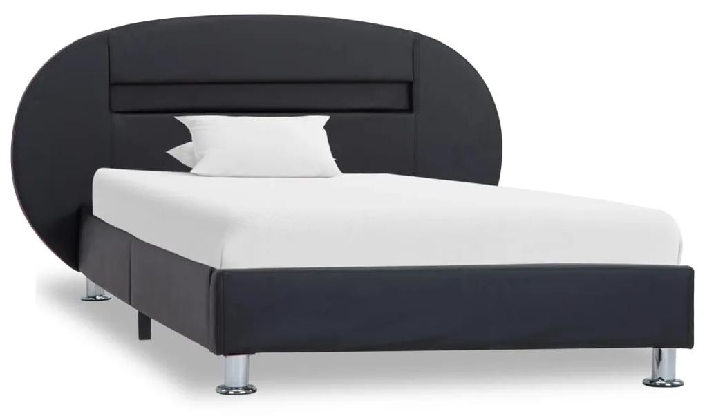 285427 vidaXL Cadru de pat cu LED, negru, 100 x 200 cm, piele ecologică