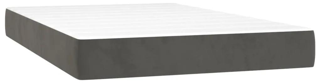 Pat box spring cu saltea, gri inchis, 120x200 cm, catifea Morke gra, 120 x 200 cm, Benzi verticale