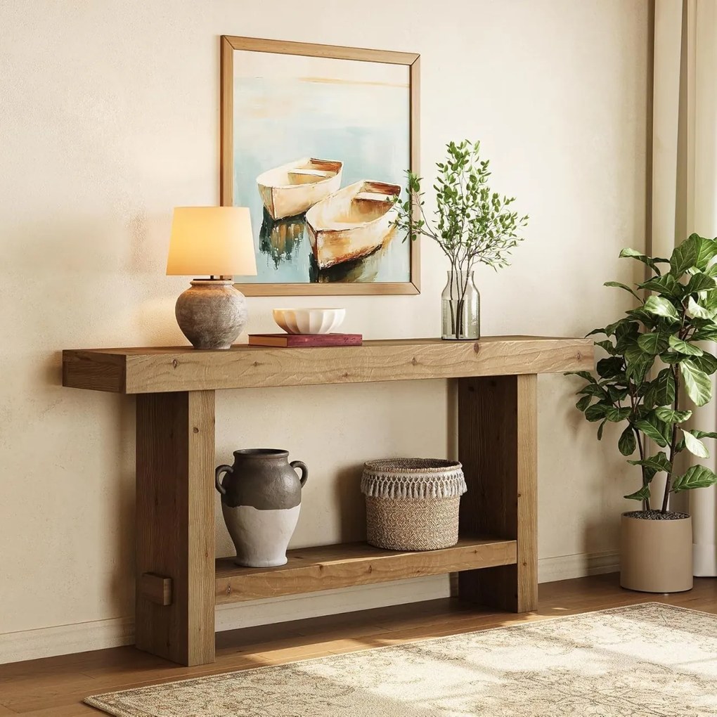 MAM20 - Masa Consola din Lemn, 160 cm, masuta hol, living, dining, dormitor - Maro