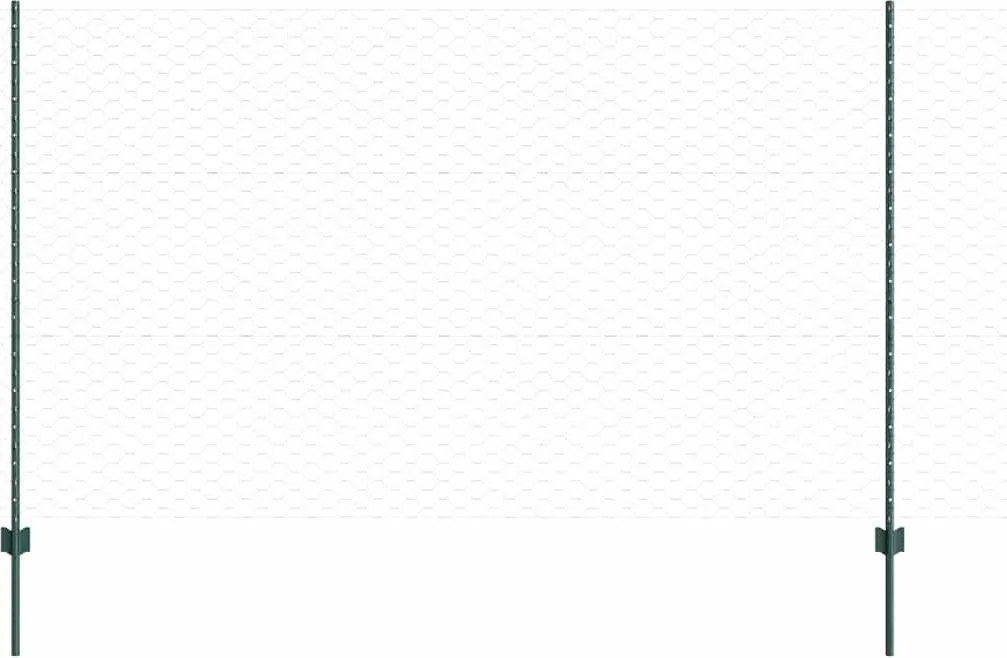 vidaXL Gard cu Stâlp Verde 1,4 x 10 m Oțel și PVC