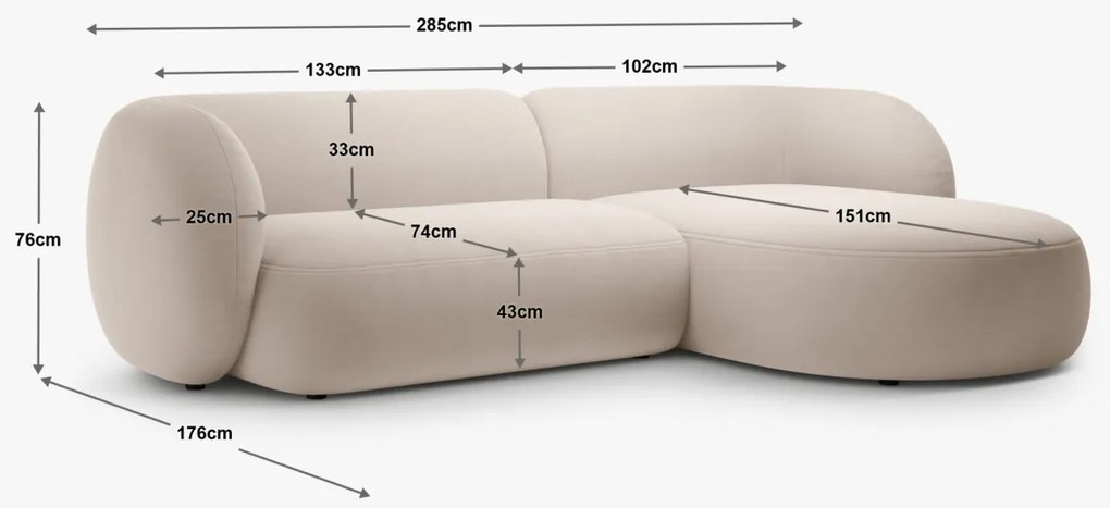 Coltar Kate 3 locuri boucle Baloo L285 cm