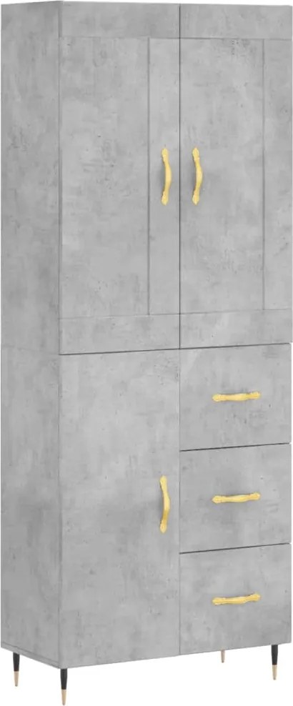 vidaXL Dulap înalt, gri beton, 69,5x34x180, lemn compozit
