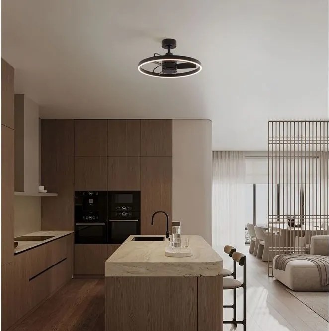 Lustra LED cu ventilator si telecomanda LUNAIR negru