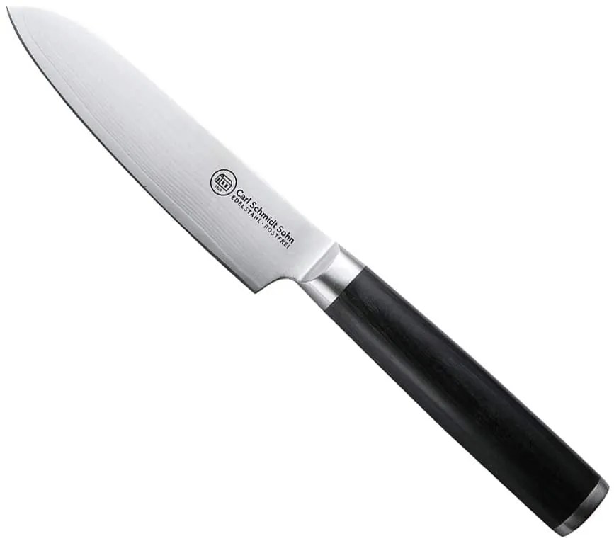Cutit santoku otel Damask HRC 60 Konstanz, Carl Schmidt Sohn, 12 cm, maner negru,  071318