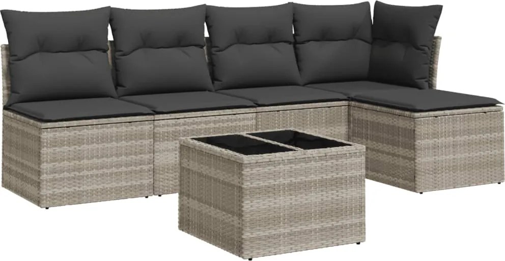 vidaXL Set canapele de grădină cu perne, 6 piese gri deschis poliratan