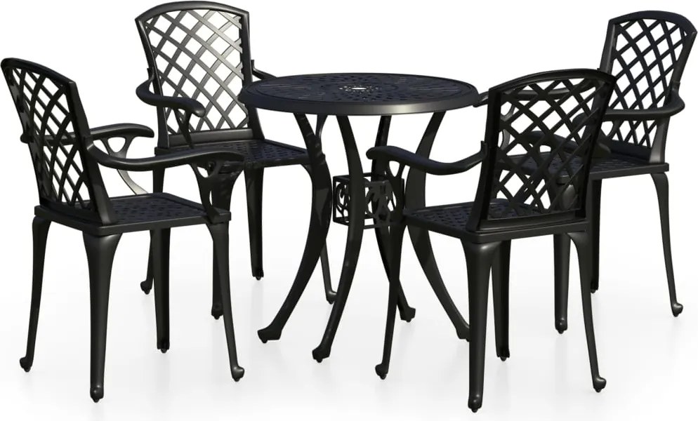vidaXL Set mobilier bistro, 5 piese, negru, aluminiu turnat