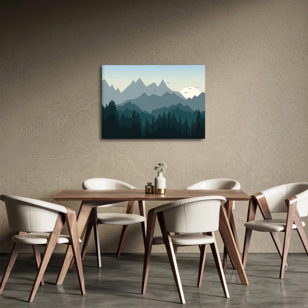 Tablou - Munții cu privirea graficeanului (70x50 cm)