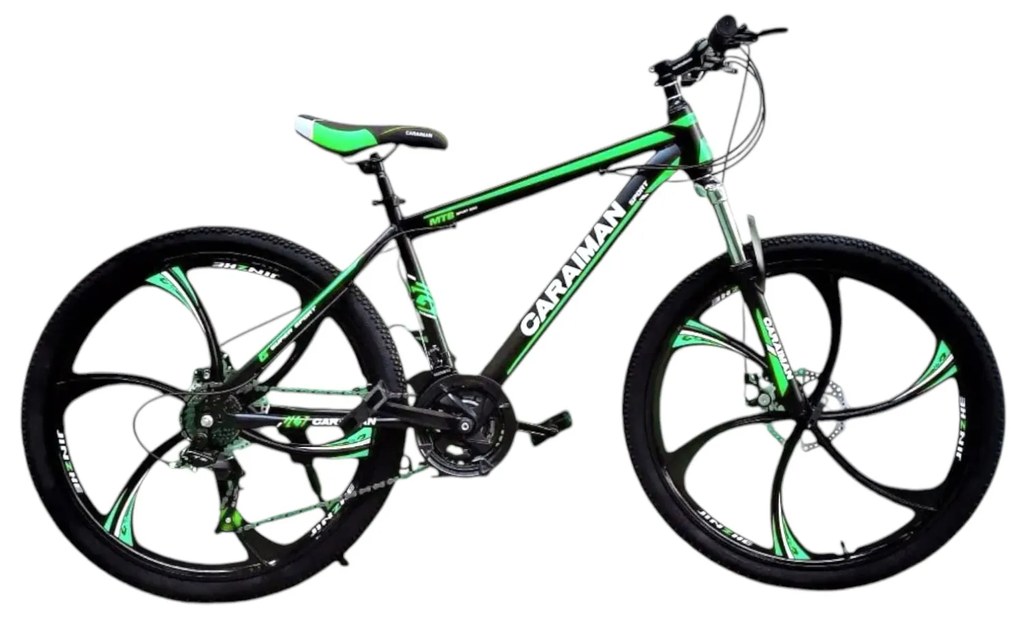 Bicicleta Caraiman, roti 24 sau 26 inch, cadru otel, frane pe disc, verde, BC85