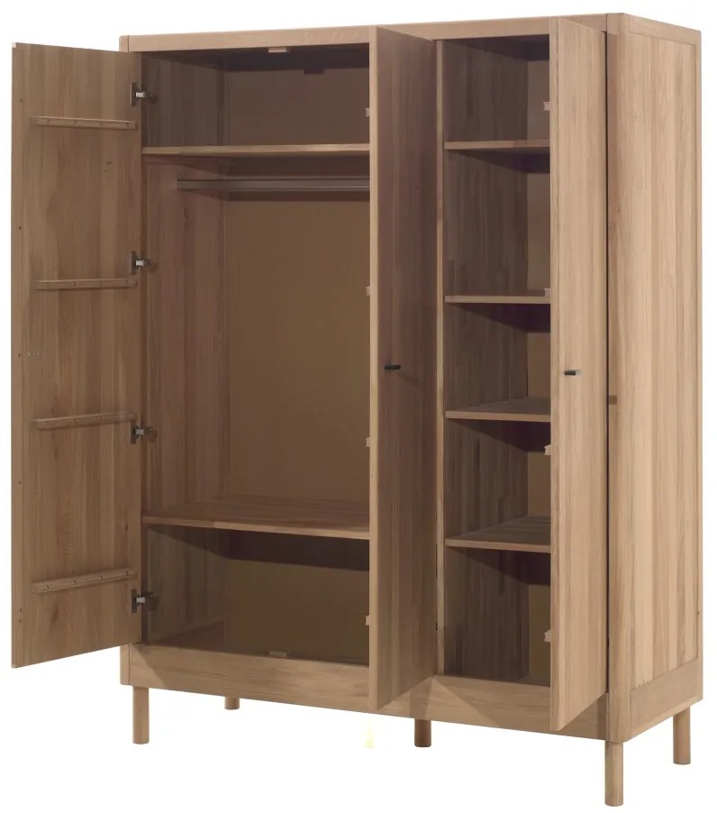 Dulap cu 3 Uși Forrest Oak, pentru Camera Copii, din Lemn de Stejar, Natur – Vipack