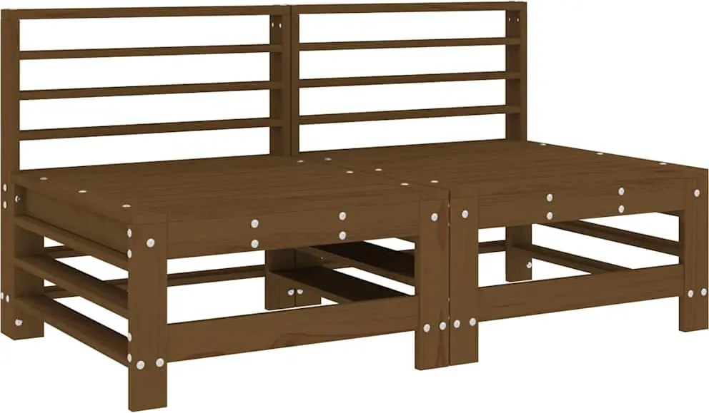 vidaXL Canapele de mijloc pentru grădină, 2 buc., maro miere