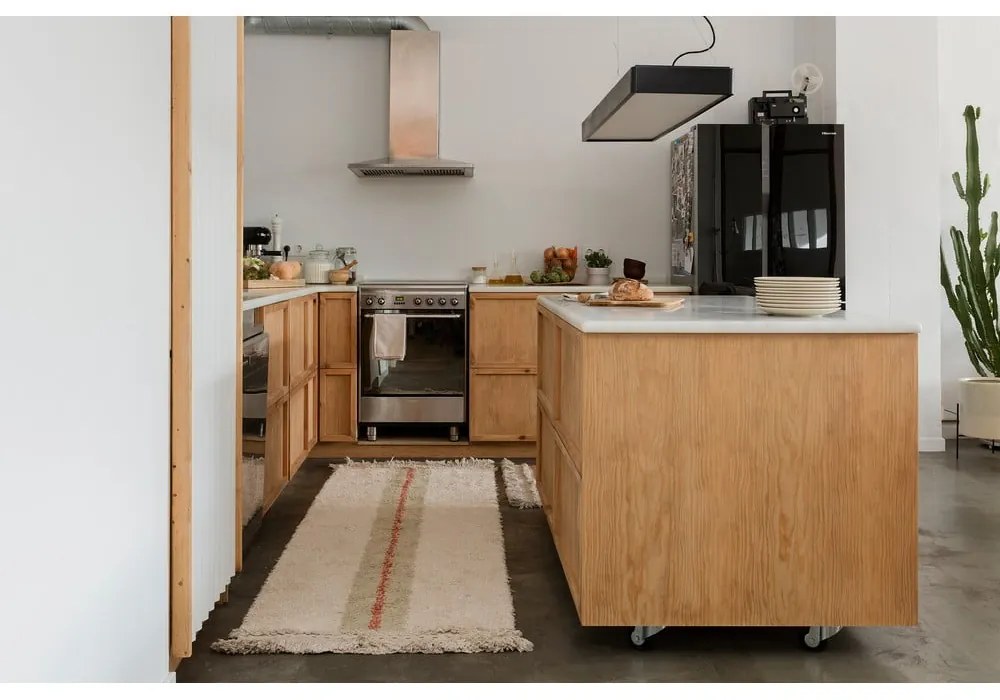 Covor tip traversă bej din bumbac 80x230 cm Duetto Sage – Lorena Canals