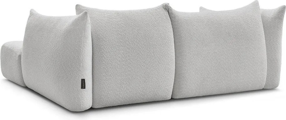 Colțar gri deschis cu tapițerie din țesătură bouclé (cu colț pe partea dreaptă/cu șezlong) Azra – Bobochic Paris