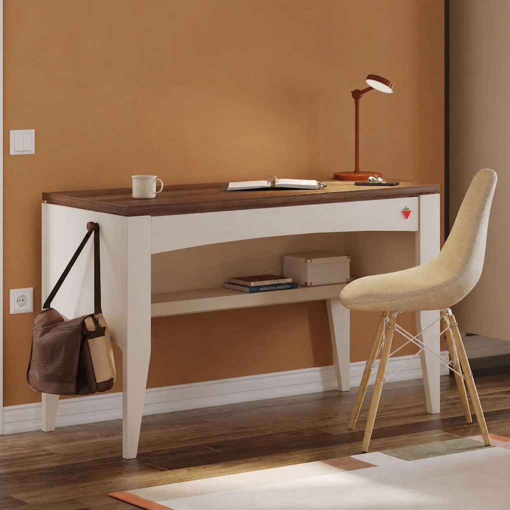 Birou copii colectia Lapel, 120x60x77 cm, design elegant, bej si maro