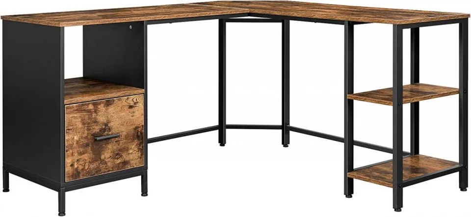 Birou de Studiu, Maro Rustic / Negru, LWD75X-2