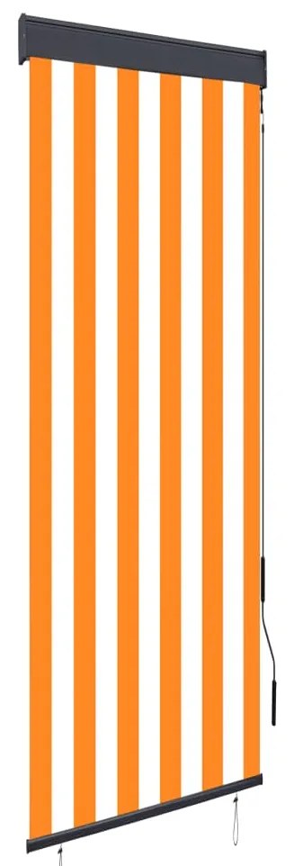 Jaluzea tip rulou de exterior, alb si portocaliu, 60 x 250 cm portocaliu si alb, 60 x 250 cm