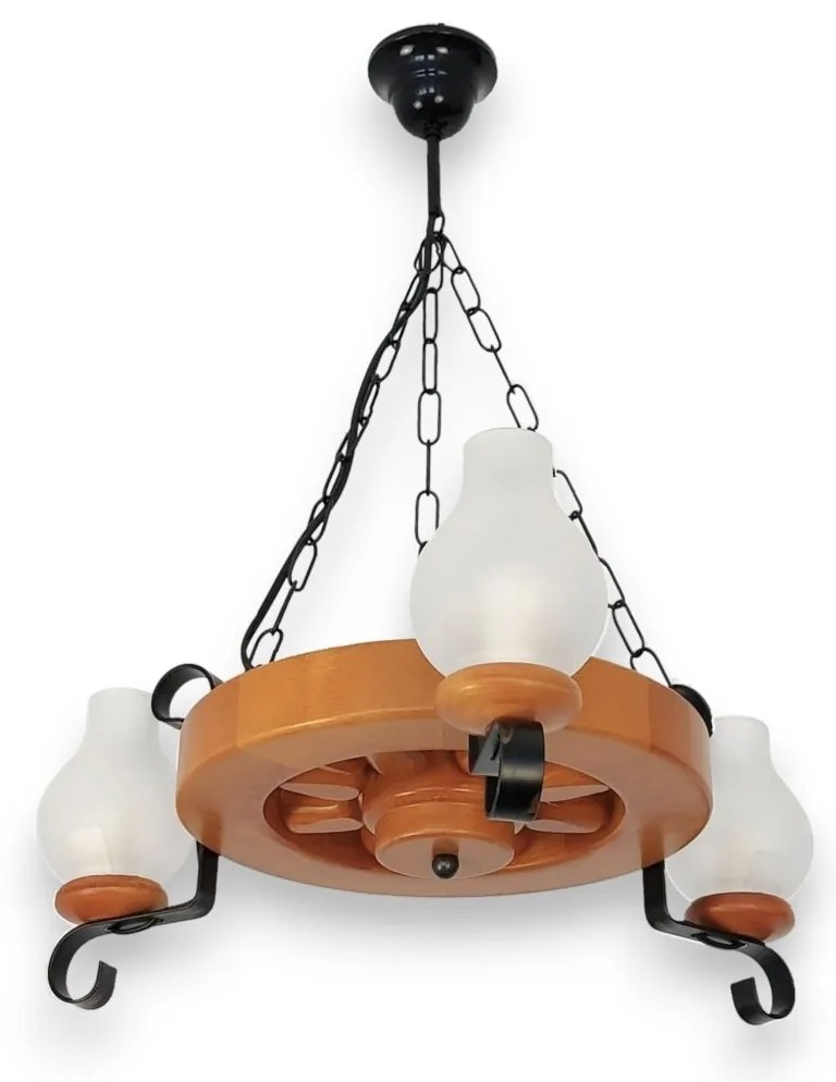 Candelabru rustic fabricat manual din lemn Roata 3L