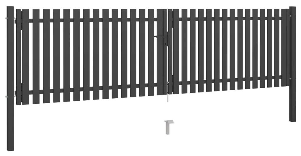 Poarta de gard gradina, antracit, 4 x 1,25 m, otel 4 x 1.25 m