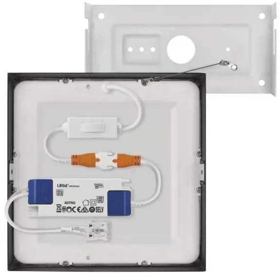 Plafonieră LED/12,5W/230V 3000/3500/4000K 17x17 cm negru