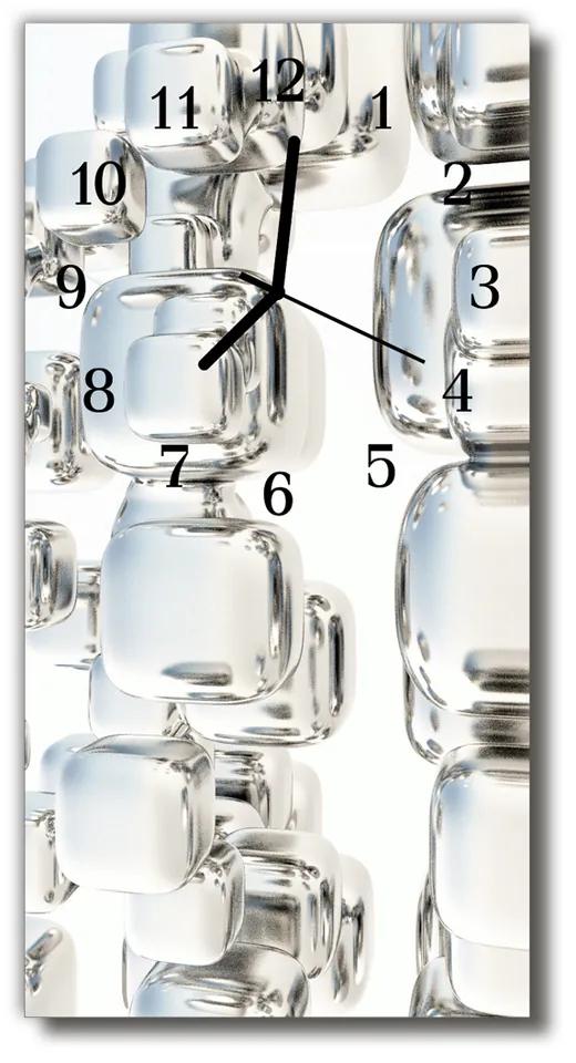Ceas de perete din sticla vertical Argint art bone