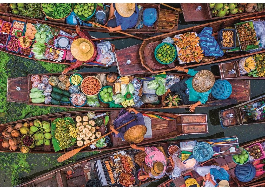 Orașe Floating Market Puzzle Thailanda 1000 de piese Compact Clementoni