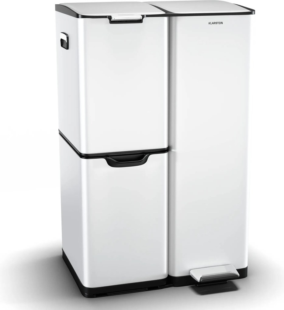 Klarstein Coș de gunoi Tiyo 3 în 1 60 l, 30 l + 17 l + 13 l, sortare deșeuri, închidere silențioasă, capac din oțel inoxidabil