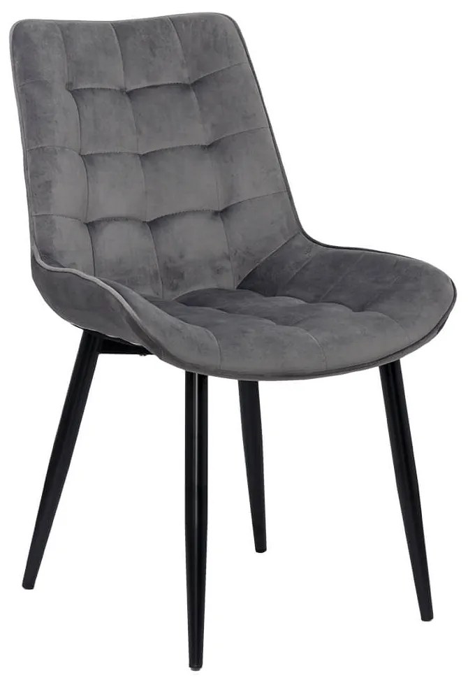 Scaun living modern gri BUC 206 din catifea cu picioare metalice