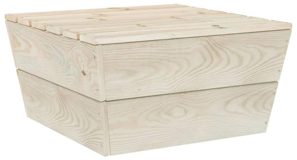 Set mobilier gradina din paleti cu perne, 8 piese, lemn molid Rosu, 3x colt + 3x mijloc + masa + suport pentru picioare, 1