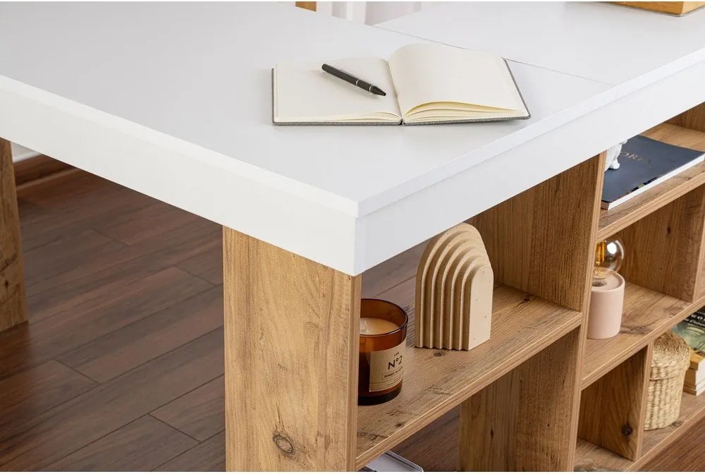 Birou cu aspect de lemn de pin 120x130 cm Vesper – Kalune Design