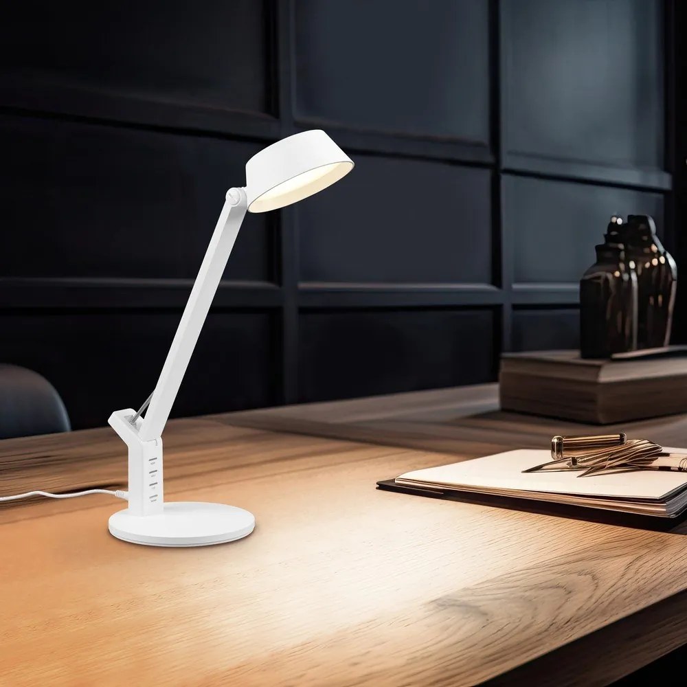 Veioză alb mat LED cu intensitate reglabilă (înălțime 40 cm) Ava – Trio