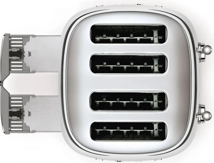 Prăjitor de pâine SMEG 50's Style TSF03SSEU, 2000 W, 4 felii, 6 niveluri, Tava pentru firimituri, Cablu integrat, Oțel inoxidabil, Argintiu