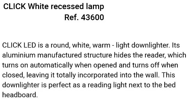 Spot incastrabil cu reader LED directionabil CLICK White