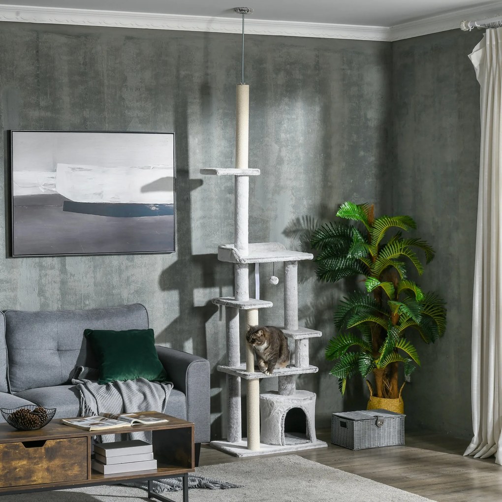 PawHut Copac pentru Pisici de Interior Turn de Joaca Centru de Activitati de Escaladare Turn de Zgariere Apartament Perne Inaltime Reglabilaaccesorii animale feline sala de gimnastica pisoi lounge mobila sufragerie | Aosom Romania