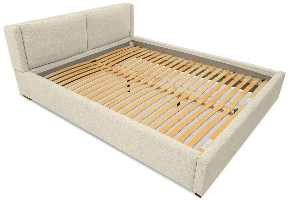 Pat matrimonial bej tapițat cu somieră 160x200 cm Dreamer – Scandic