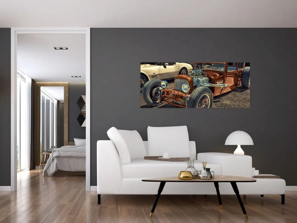 Tablou cu mașina maro (120x50 cm)