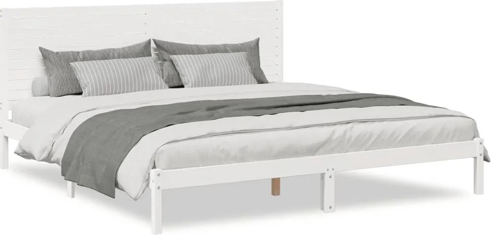 vidaXL Cadru pat foarte lung fără saltea, alb, 180x210 cm lemn masiv