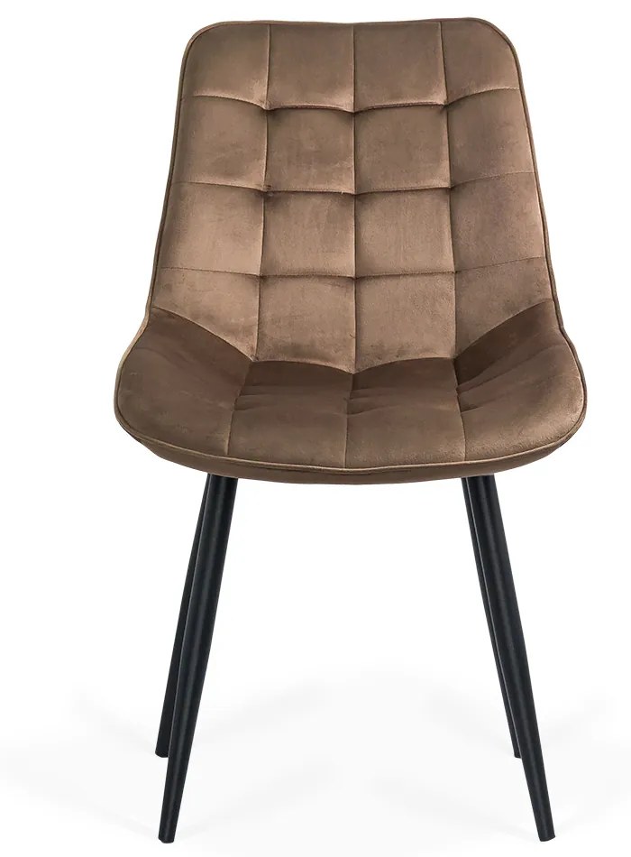 Scaun living elegant din catifea cu bază metalică BUC 206 maro