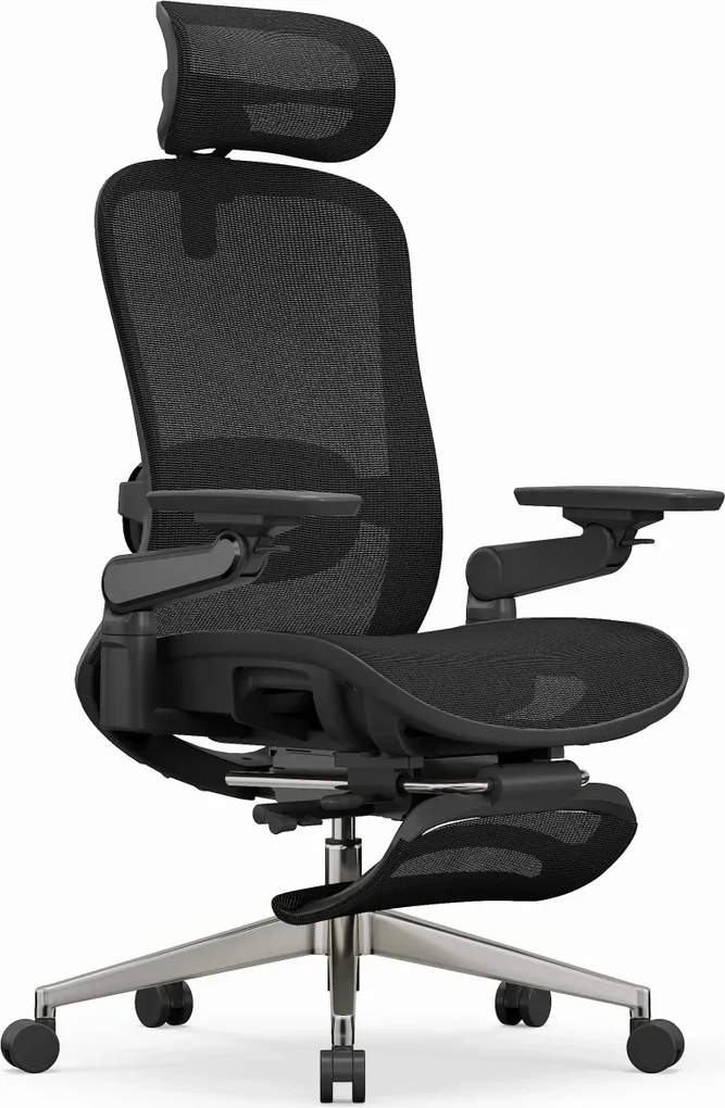 RESIGILAT- SYNO-H-MF Scaun ergonomic, suport lombar cu Masaj, sezut translatabil, cotiere 6D, tetiera 2D, suport picioare, Mesh, Negru
