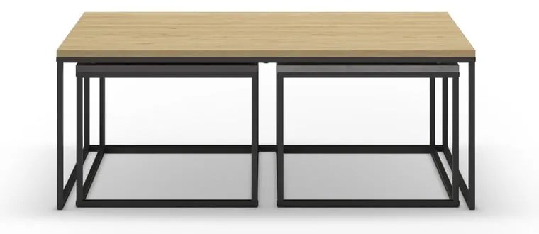 Măsuțe de cafea gri/în culoare naturală 3 buc. 60x110 cm Camelia – Marckeric