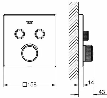 Baterie dus Grohe Grohtherm SmartControl termostatica patrata