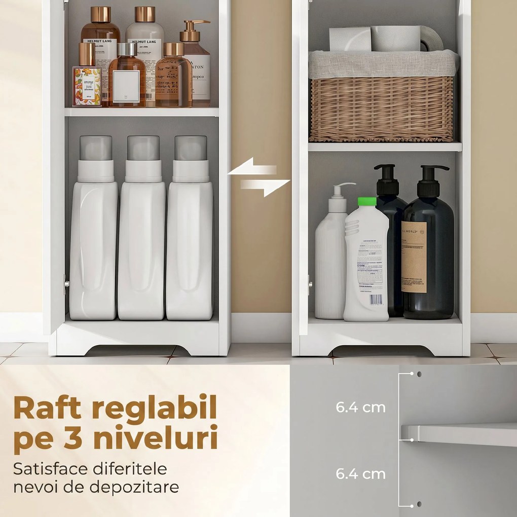 HOMCOM Dulap de Baie Înalt, Dulap Independent cu Raft Reglabil | Aosom Romania