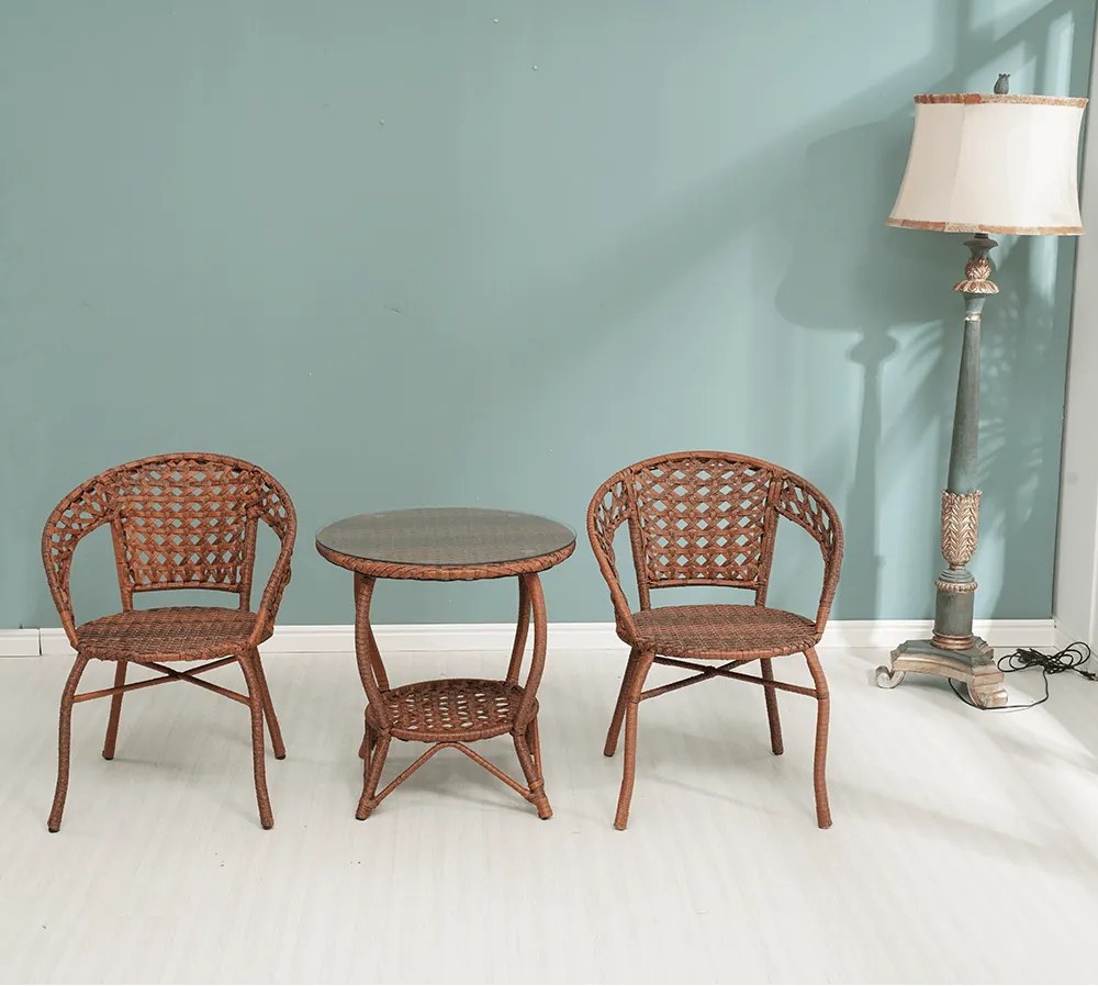 Set de grădină rattan 1+2, JARUB, maro