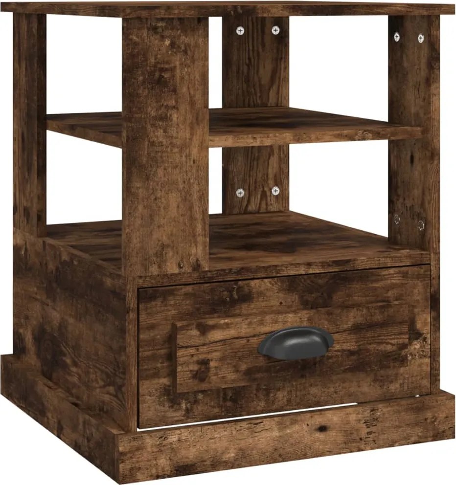 vidaXL Masă laterală, stejar afumat, 50x50x60 cm, lemn prelucrat