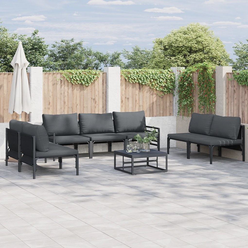 vidaXL Set de canapele pentru grădină 7 pcs Antracit Oțel