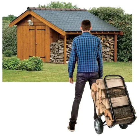 Cărucior pentru lemne de foc, 52 x 57 x 107/73 cm,capacitate de încărcare 80 kg