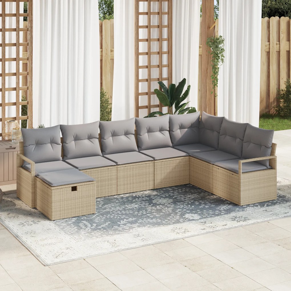 vidaXL Set de canapele pentru grădină 8 pcs bej și gri deschis