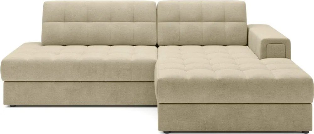 Colțar maro deschis extensibil cu tapițerie din catifea (cu colț pe partea dreaptă/cu șezlong) Blezalt – ELTAP