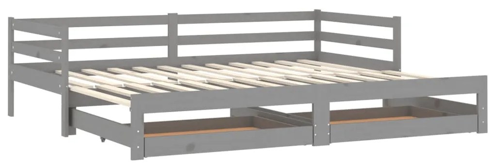 3083696 vidaXL Pat extensibil de zi, 2x(90x200) cm, gri, lemn masiv de pin