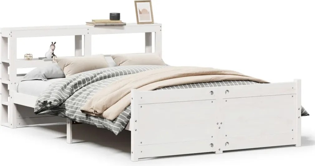 vidaXL Cadru de pat cu tăblie fără saltea, alb, 140x200 cm