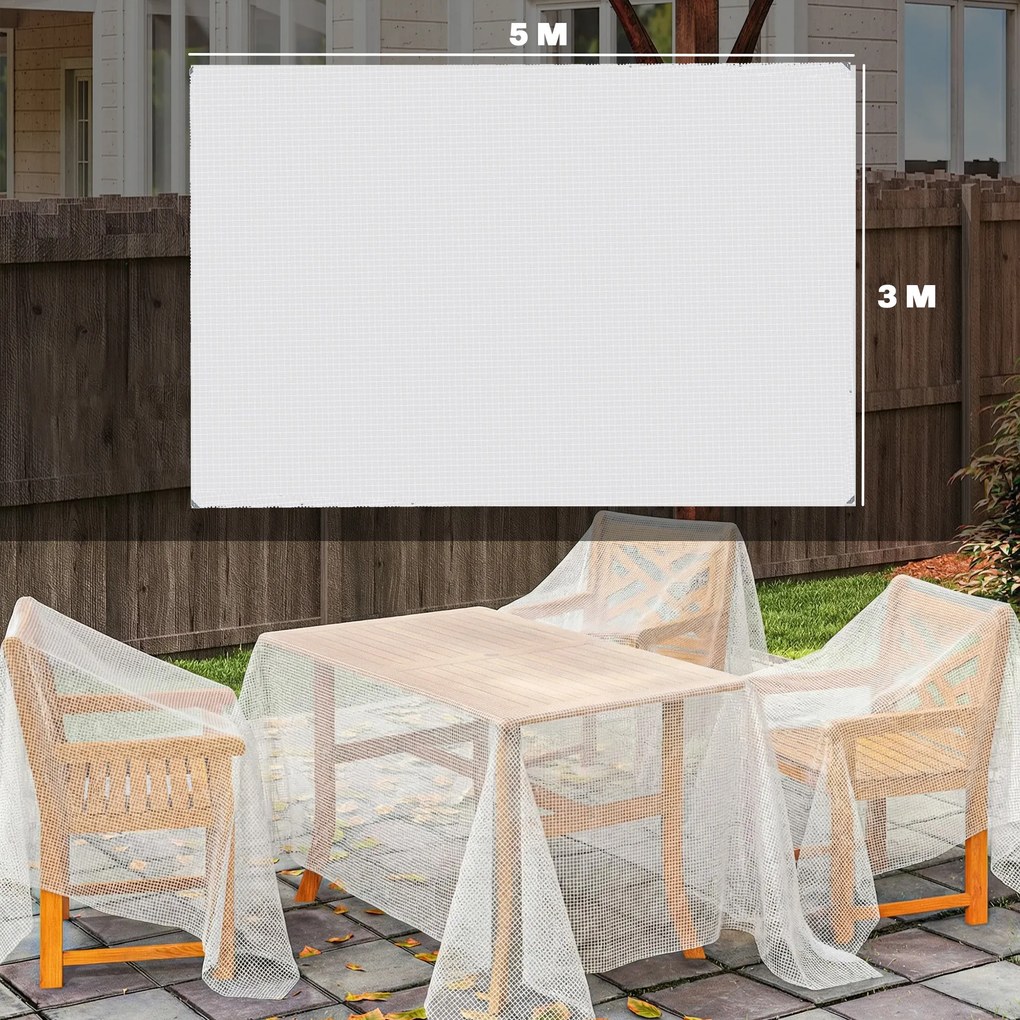 Outsunny Prelată impermeabilă 3 x 5 m, PE robust 140 g/m², rezistentă la rupere | Aosom Romania